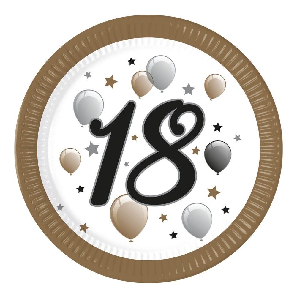 8 assiettes en carton FSC Next Generation Large 23 cm « 18 » - Milestone Joyeux anniversaire