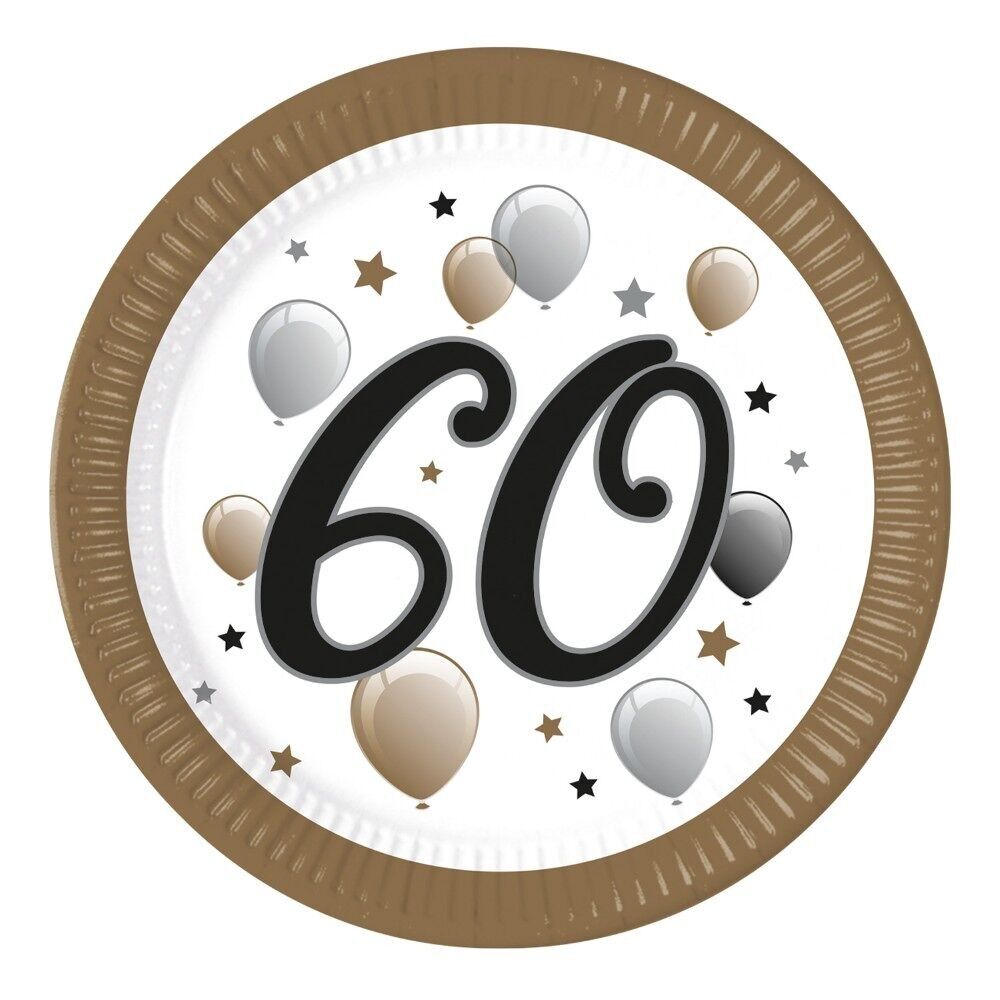 8 assiettes en carton FSC Next Generation Large 23 cm « 60 » - Milestone Joyeux anniversaire