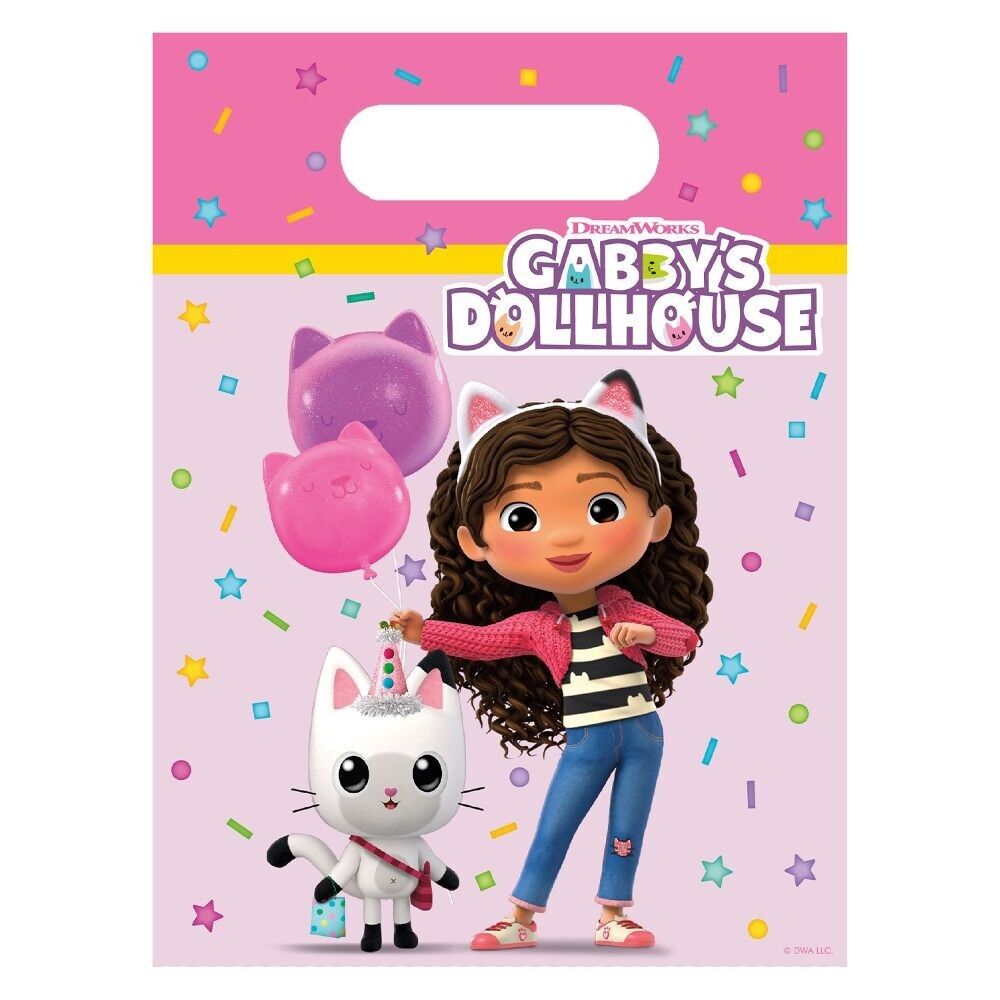 6 sacs de fête en plastique - Gabby's Dollhouse