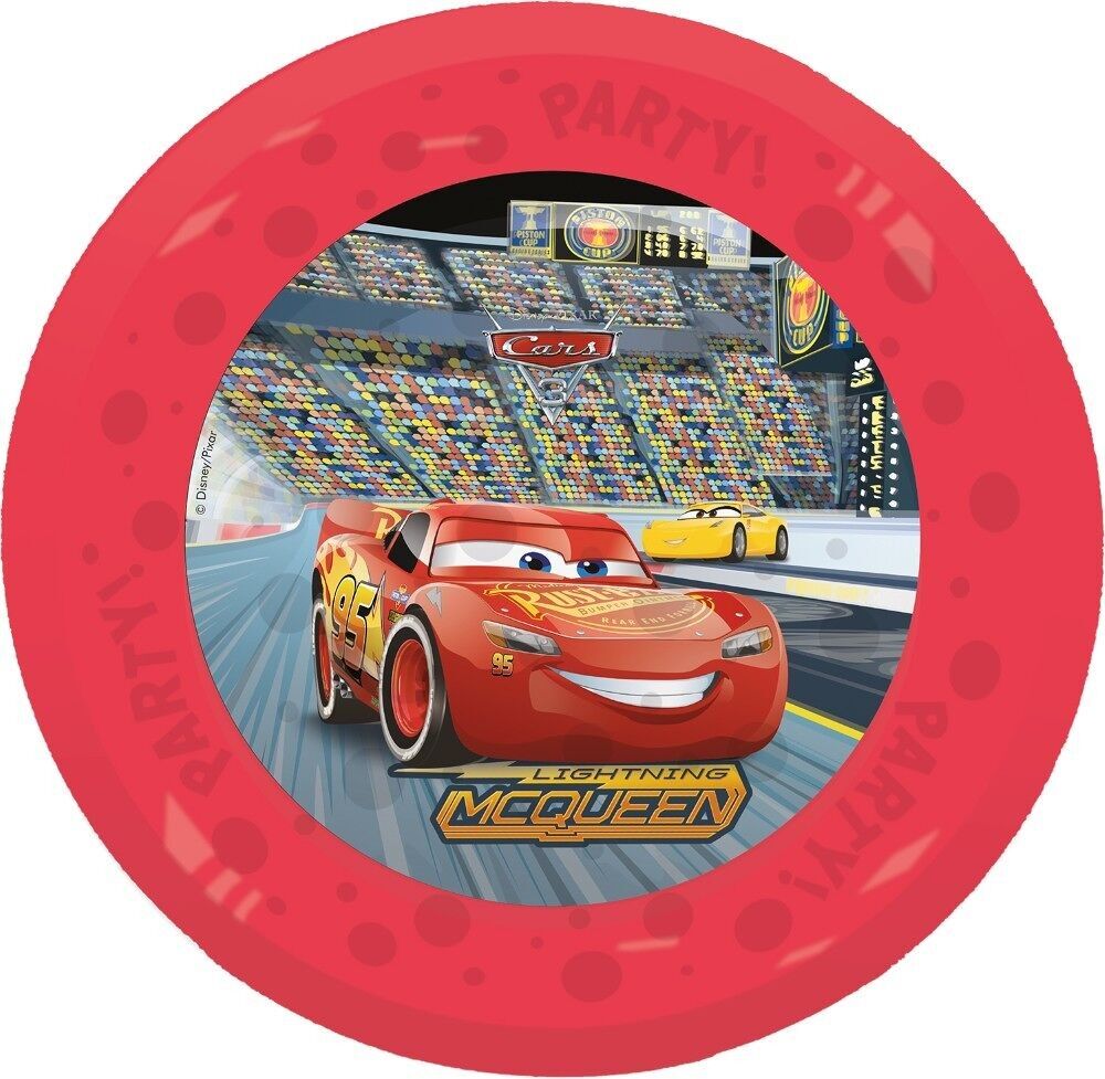 4 assiettes de fête réutilisables 21 cm - Voitures