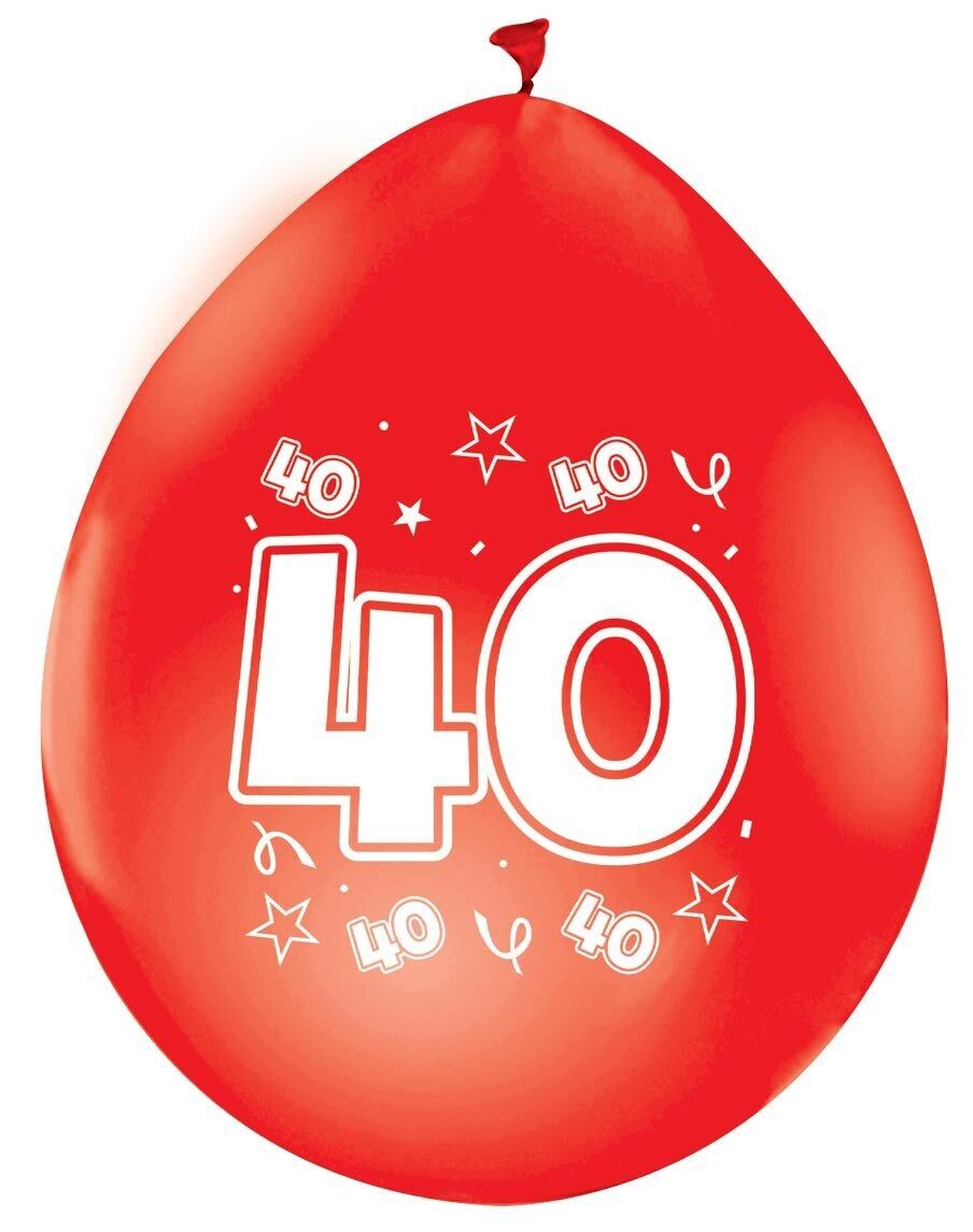 8 Ballons 12" metallisch rubinrot, beidseitiger Aufdruck „40“