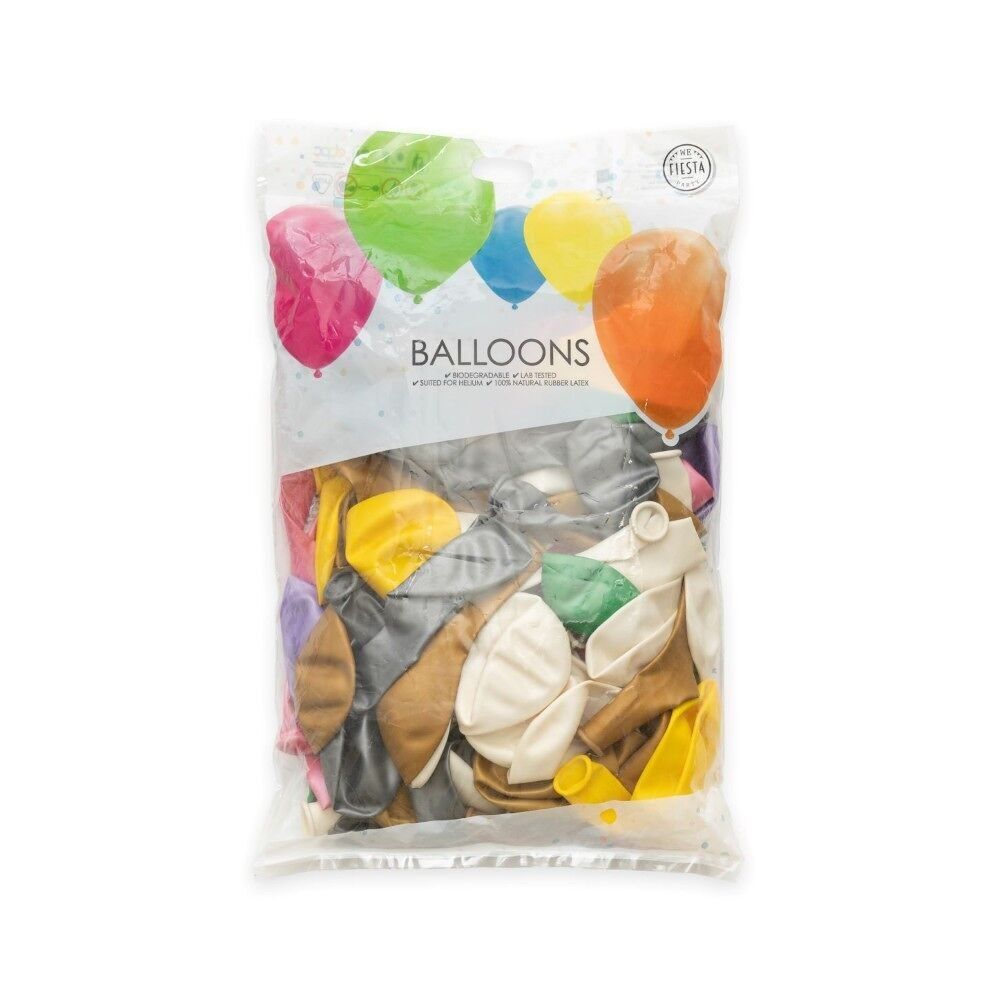 100 Luftballons 12" metallic/perle gemischt