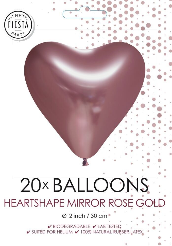 20 Herzförmige Spiegelballons 12" Roségold