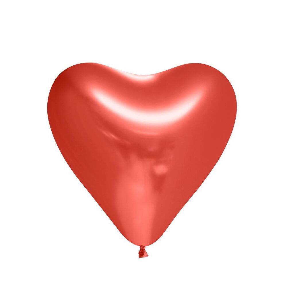 100 Heartshape Mirror balloons 12" red