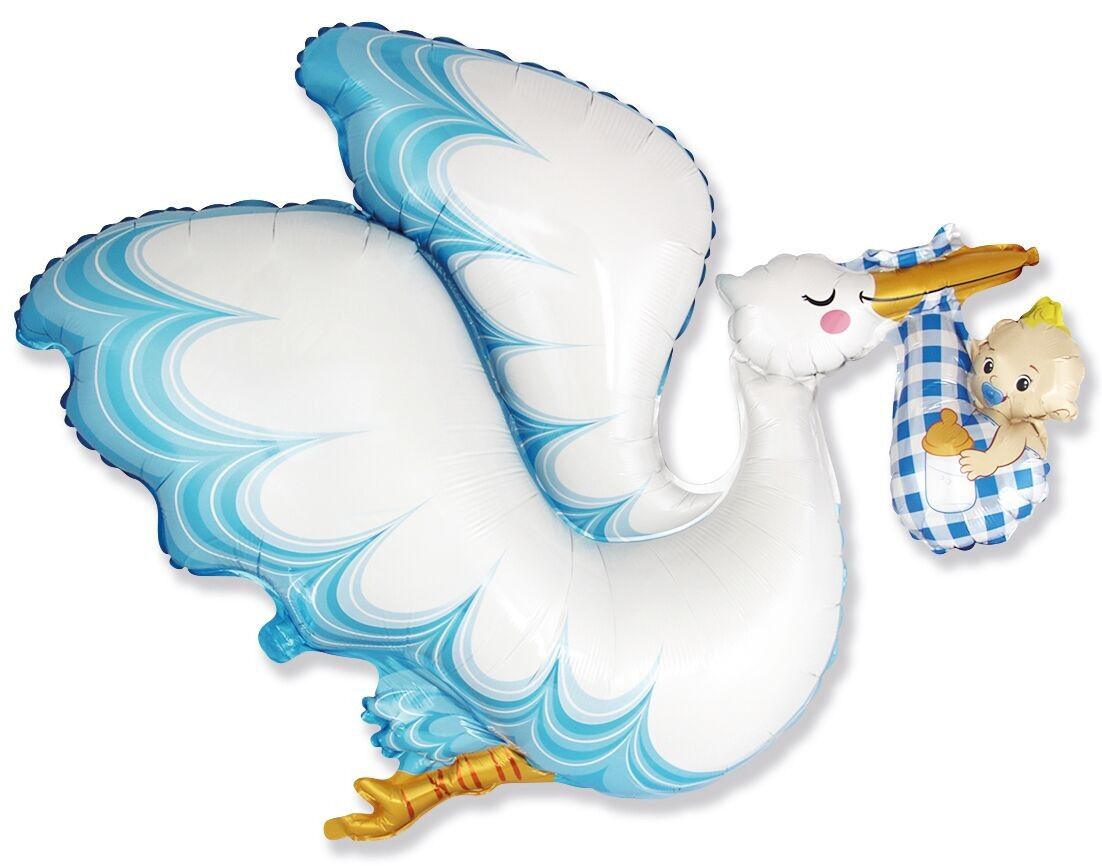 Folienballon 31 x 38'' Storch Baby Junge