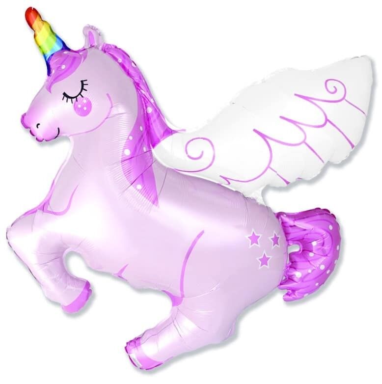 Folienballon 44 x 42'' Einhornflügel rosa