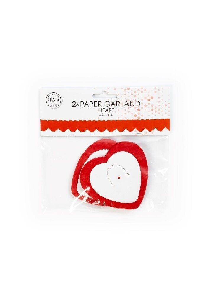 2 Papiergirlanden Herz Rot 2,5m
