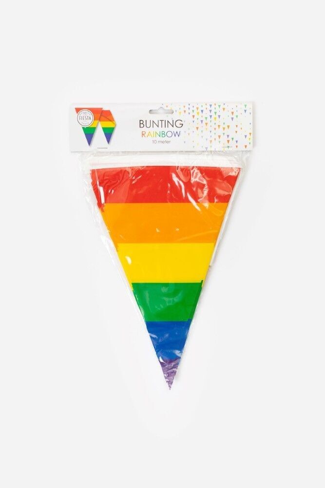 Wimpelkette PE 10 m – 2-seitiger Druck – Regenbogenflaggengröße: 20 x 30 cm