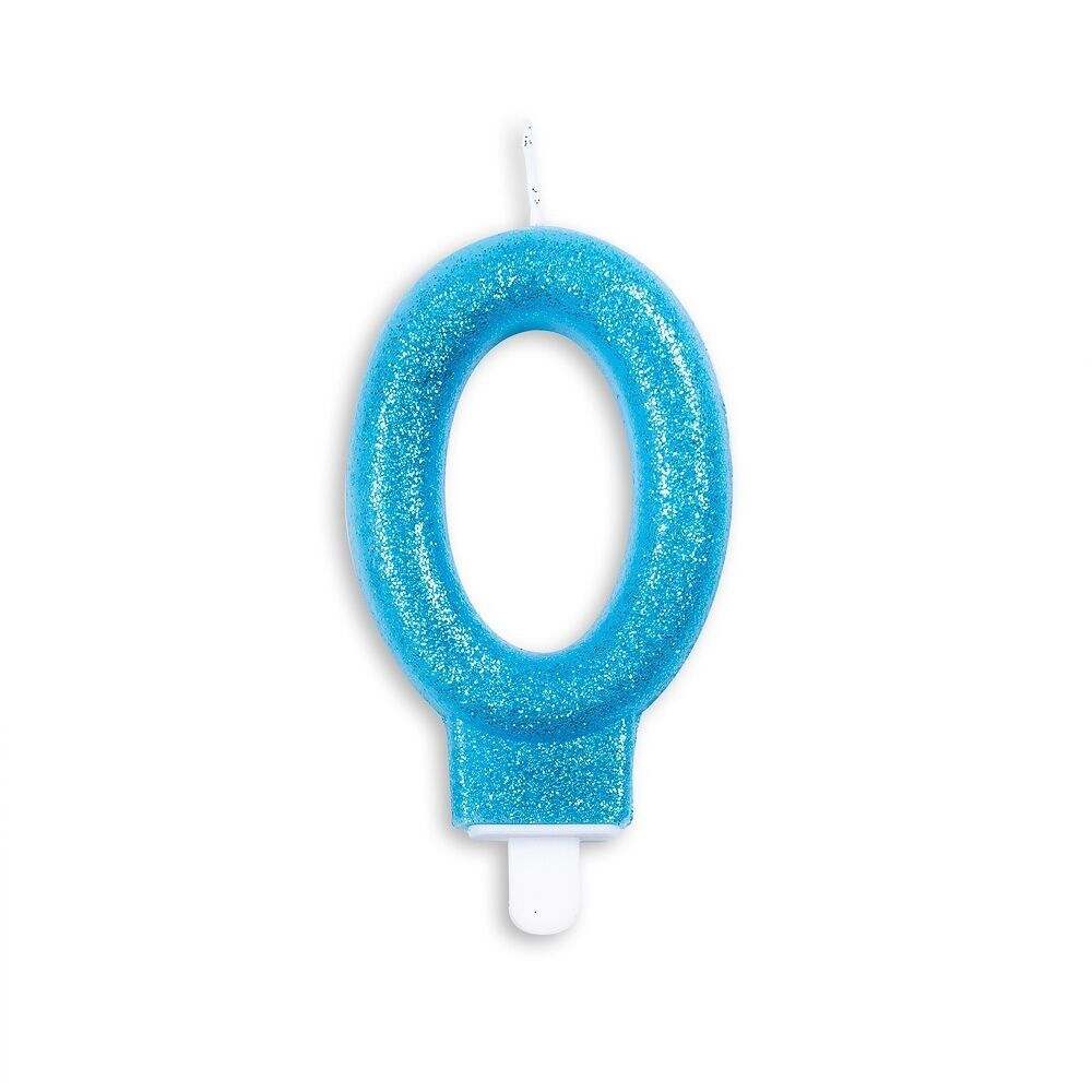 Tortenkerze Glitzer blau Nr.0