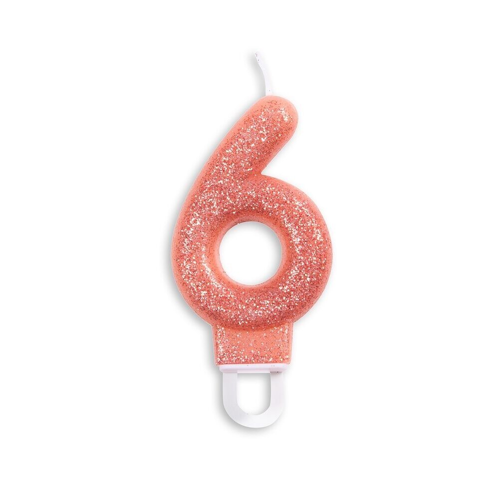 Tortenkerze Glitter Roségold Nr. 6