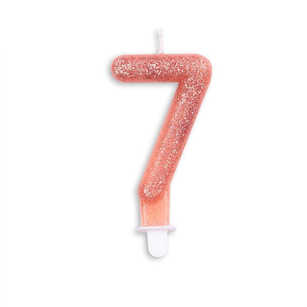 Tortenkerze Glitter Roségold Nr. 7