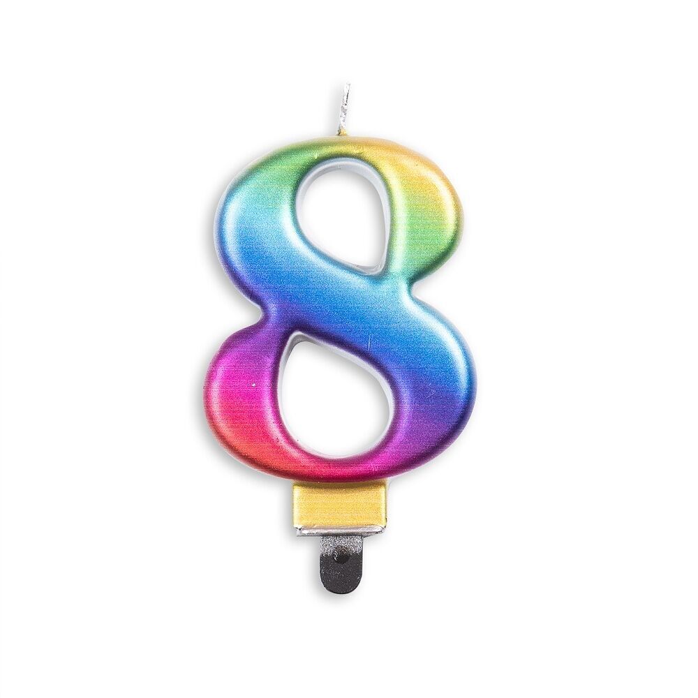 Bougie à gâteau arc-en-ciel métallique n°8