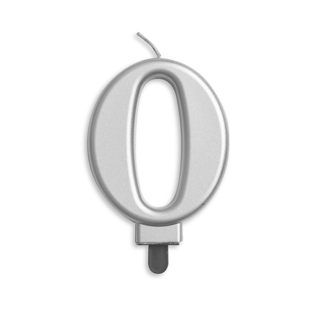 Vela para tarta color plata metalizada nr.0