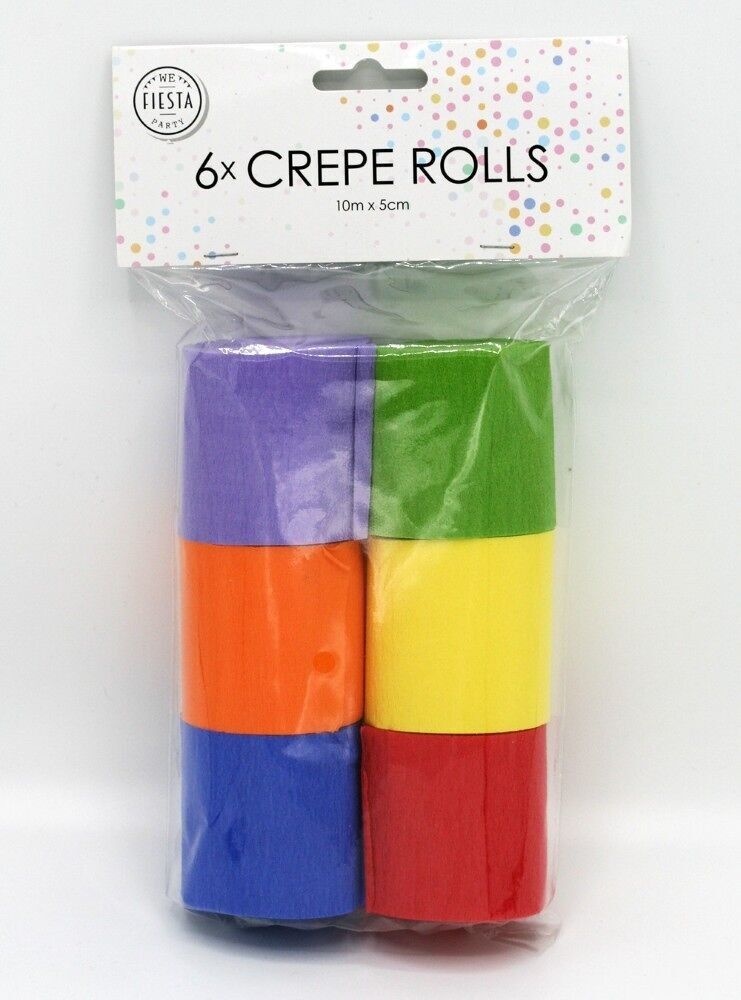 6 Crêpe-Rollen 5cm x10m mehrfarbig