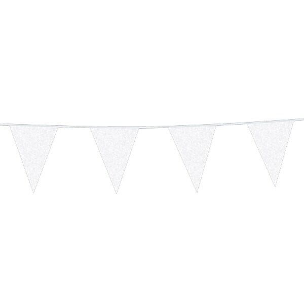 Wimpelkette Glitter 6m weiße Fahne Größe 16x20cm