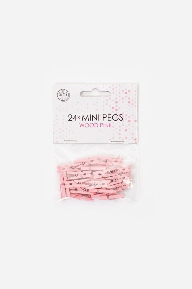24 Mini Heringe Holz rosa