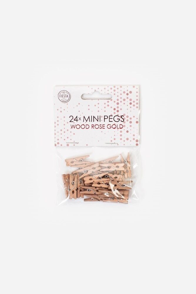 24 Mini Heringe Holz Roségold