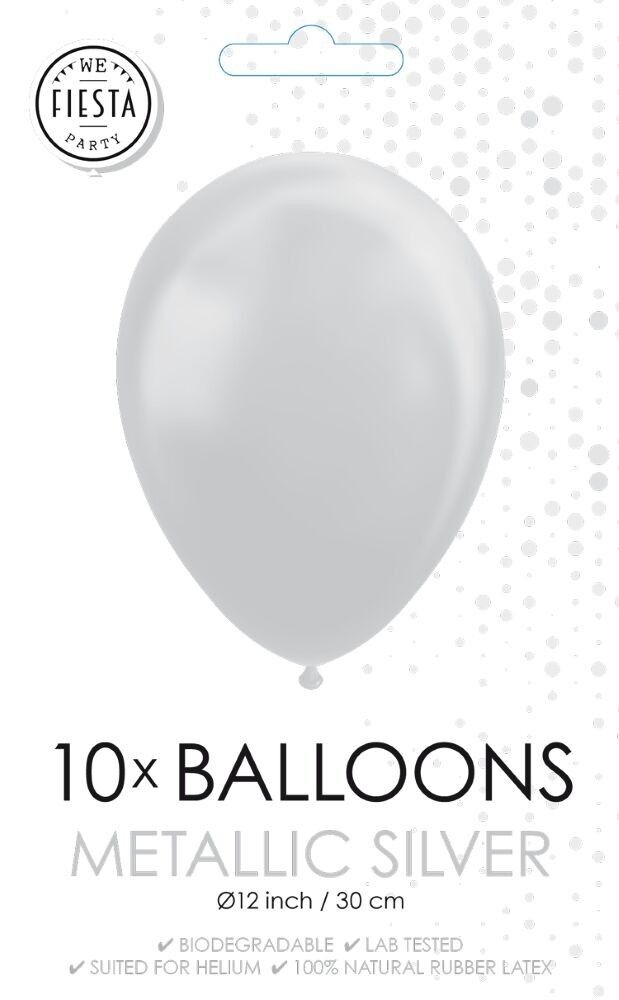 10 Luftballons 12" Metallic-Silber