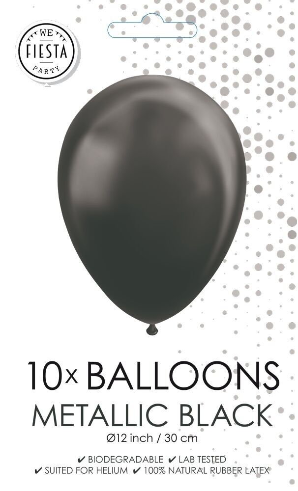 10 Luftballons 12" Metallic-Schwarz