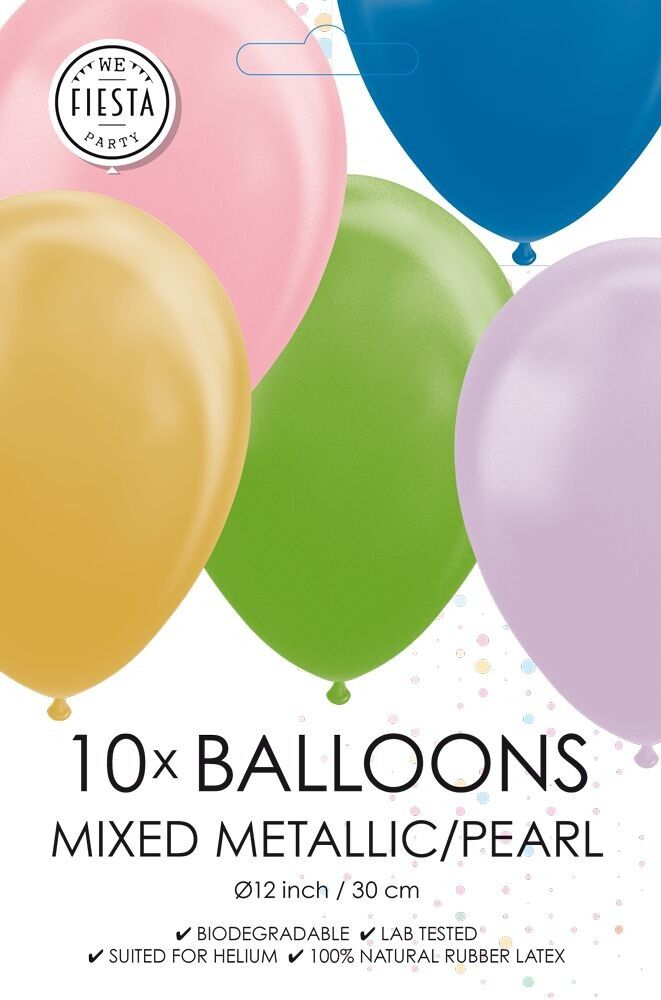10 Ballons 12" metallic/perle gemischt