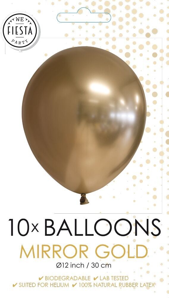 10 Spiegelballons 12" Gold