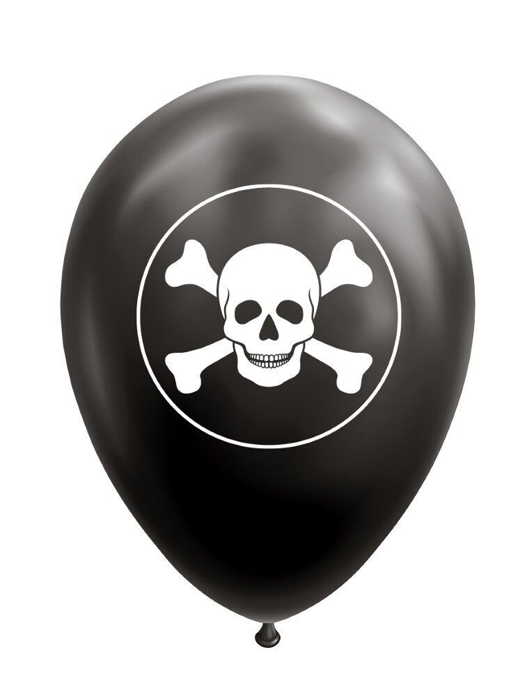 8 Luftballons 12" Totenkopf schwarz