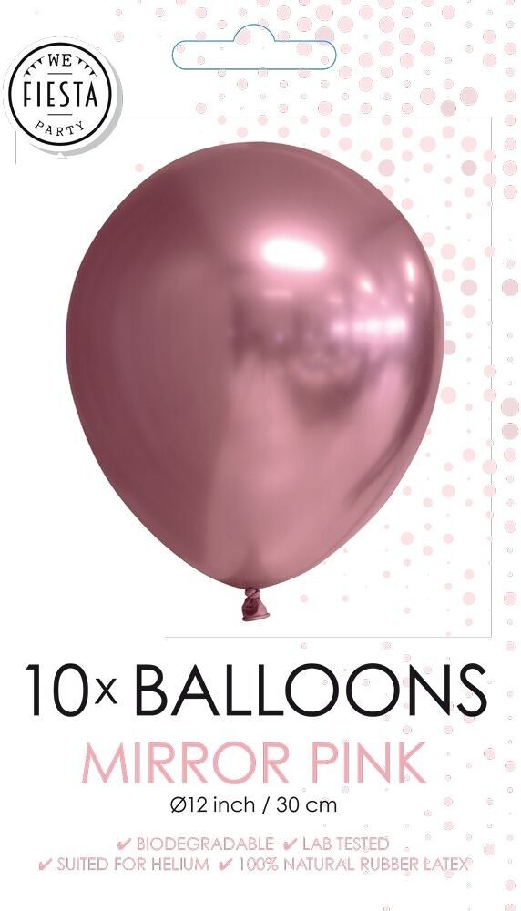 10 Spiegelballons 12" rosa