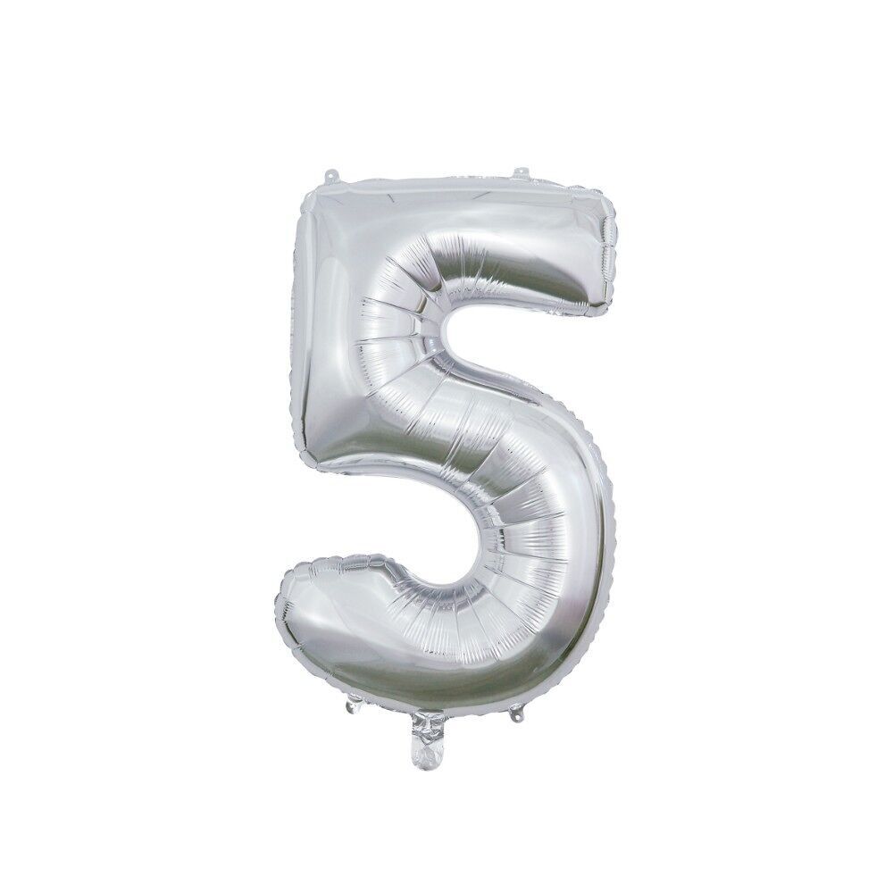Folienballon 26" Nr. 5 silber