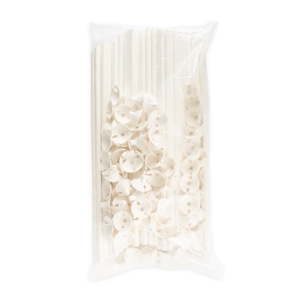 100 palos de globos papel 40cm blanco