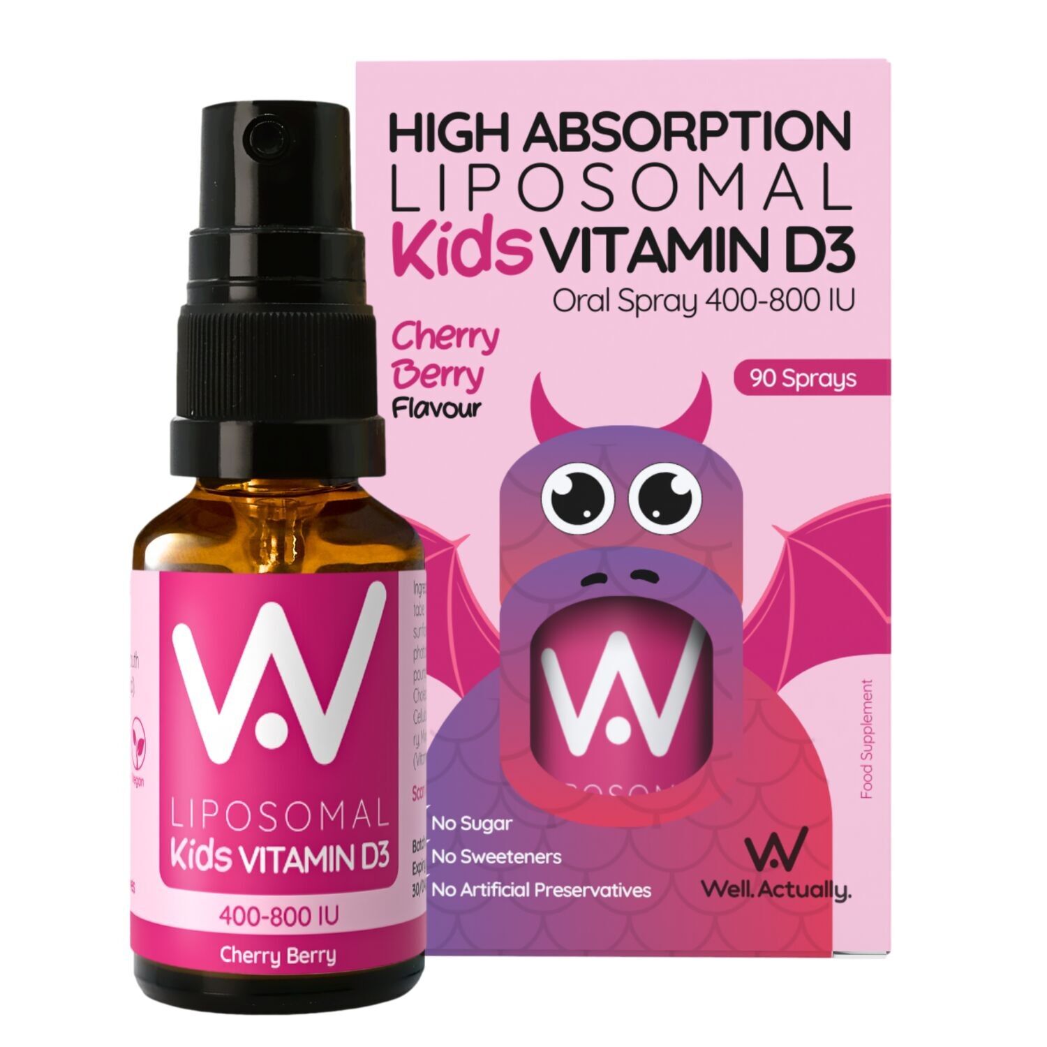 Liposomal Children Vitamin D Spray - Cherry Berry - up to 90 Sprays - 400-800 IU