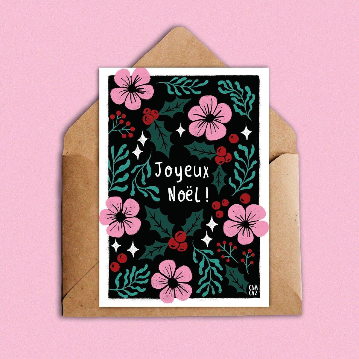 Feliz Navidad floral | Elegante tarjeta navideña floral