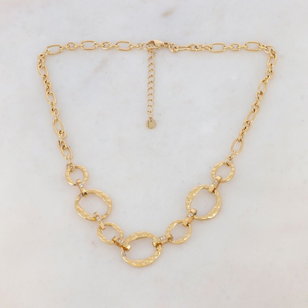 Mesh, ring and rhinestone necklace