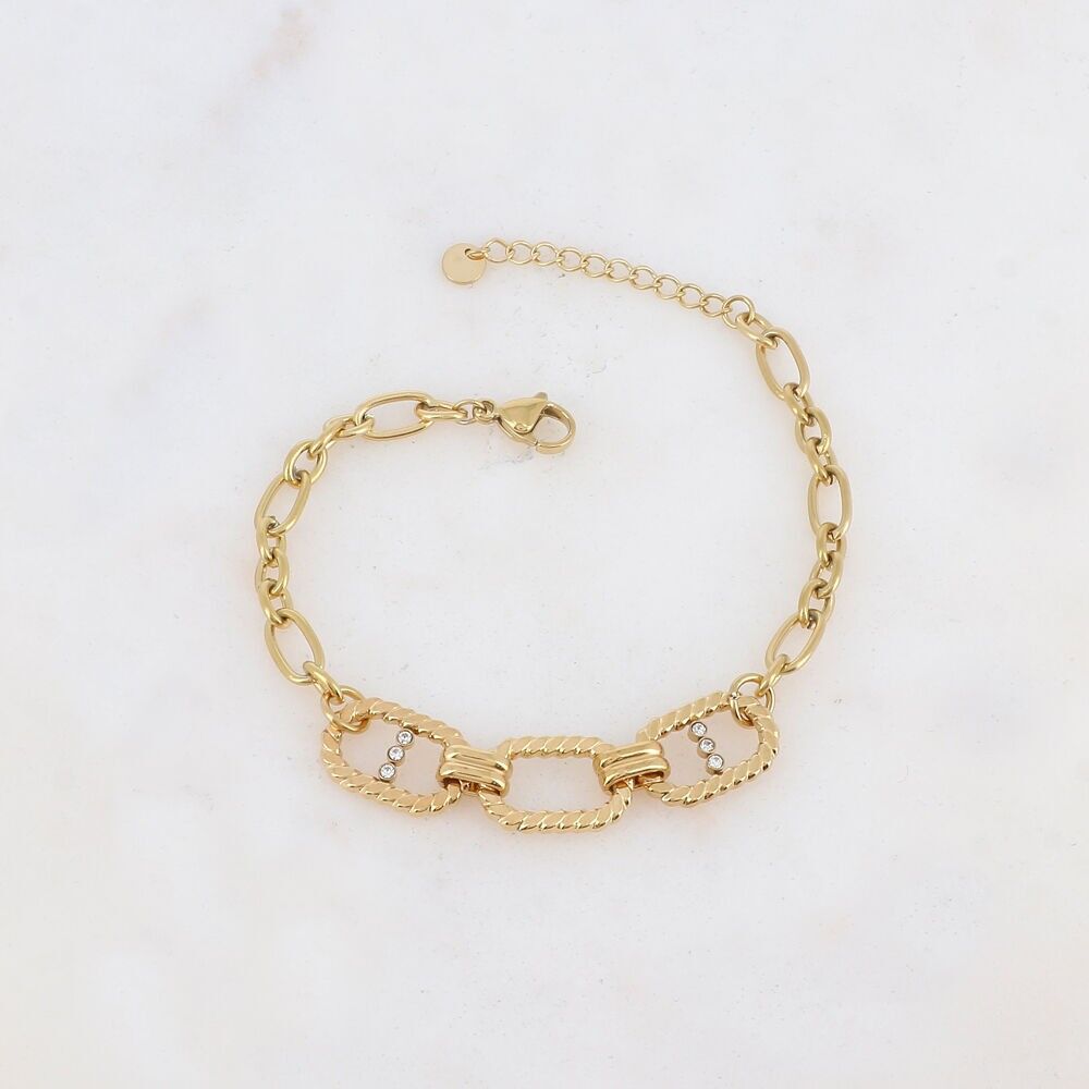 Bracelet  en maille, multi-anneaux et strass