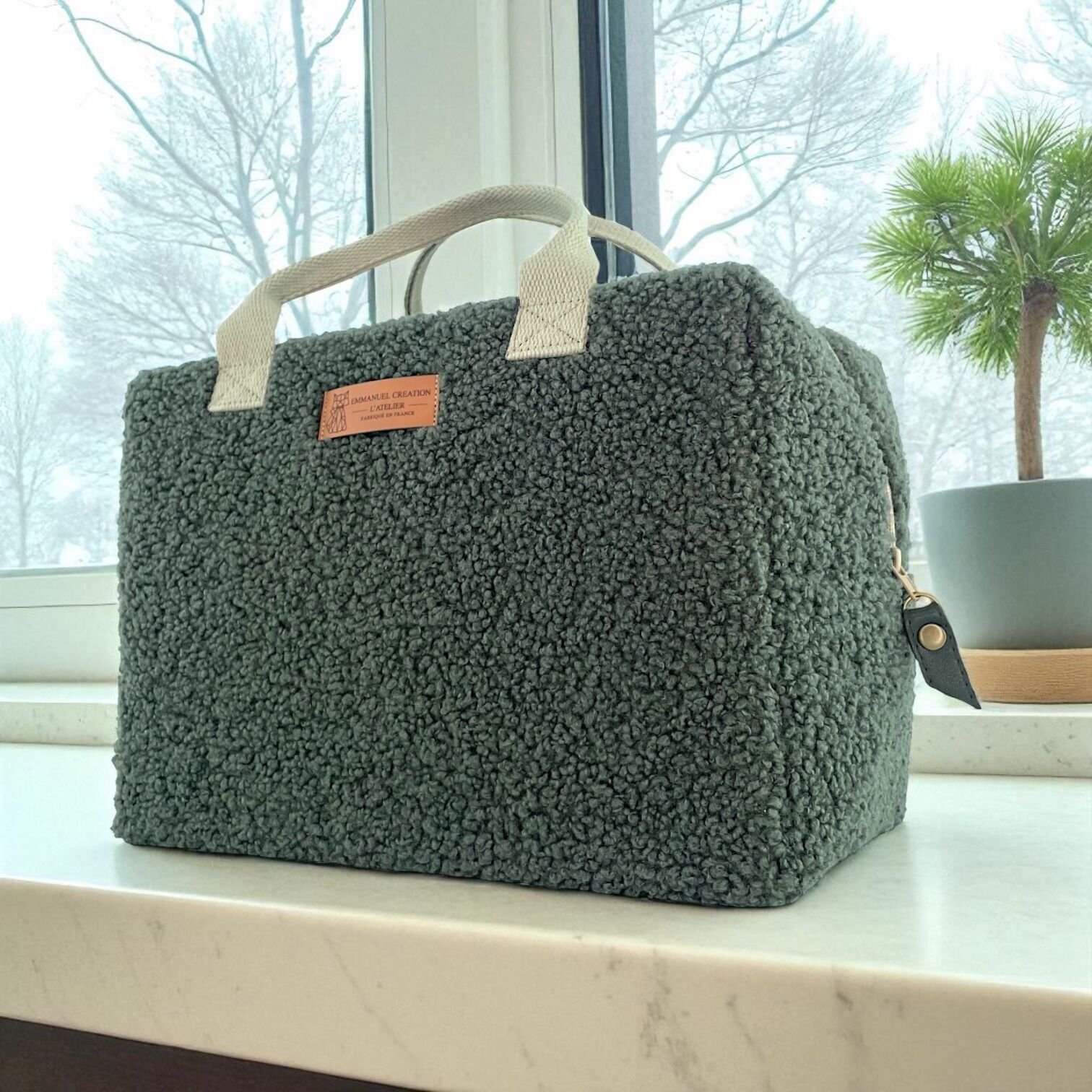 Sac isotherme Ice cube M, "Bouclette" kaki