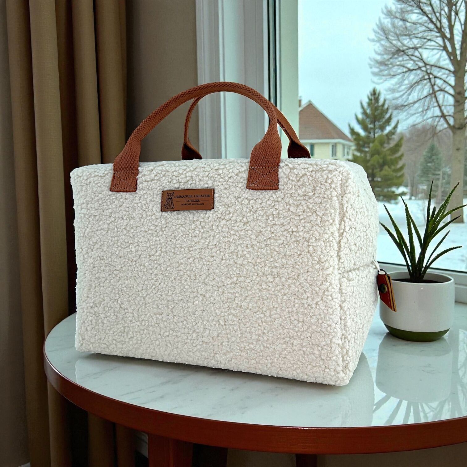 Ice cube M insulated bag, "Bouclette" ecru