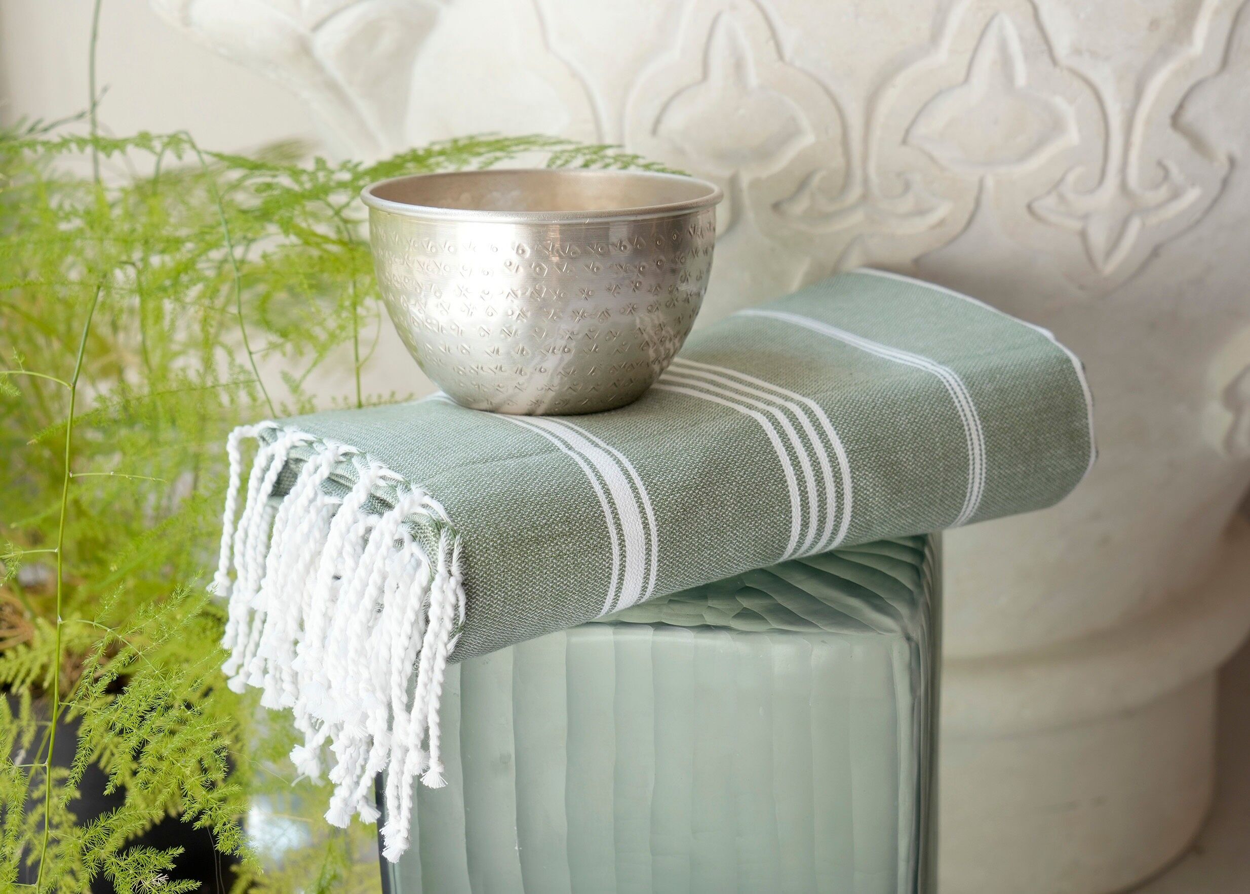 FOUTA EN COTON BIOLOGIQUE - HAMMAM - Couleur VERT SAPIN