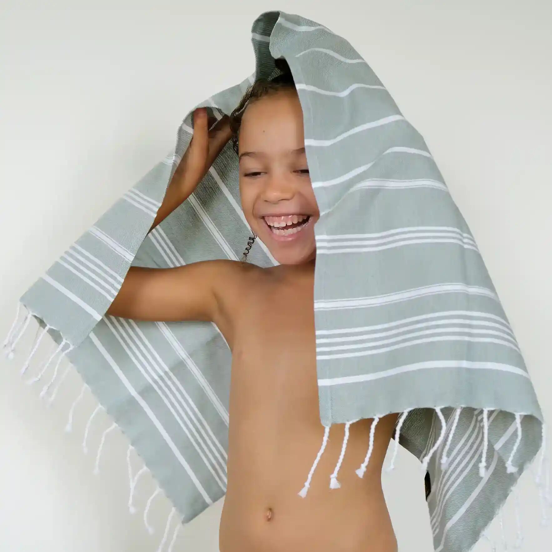 Toalla fouta de algodón orgánico - Azul eucalipto - 100x200 cm - Colección Hammam