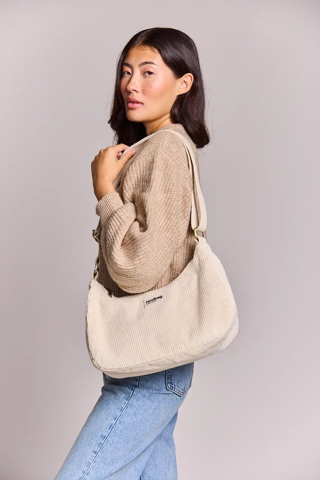 Borsa in velluto beige rosa