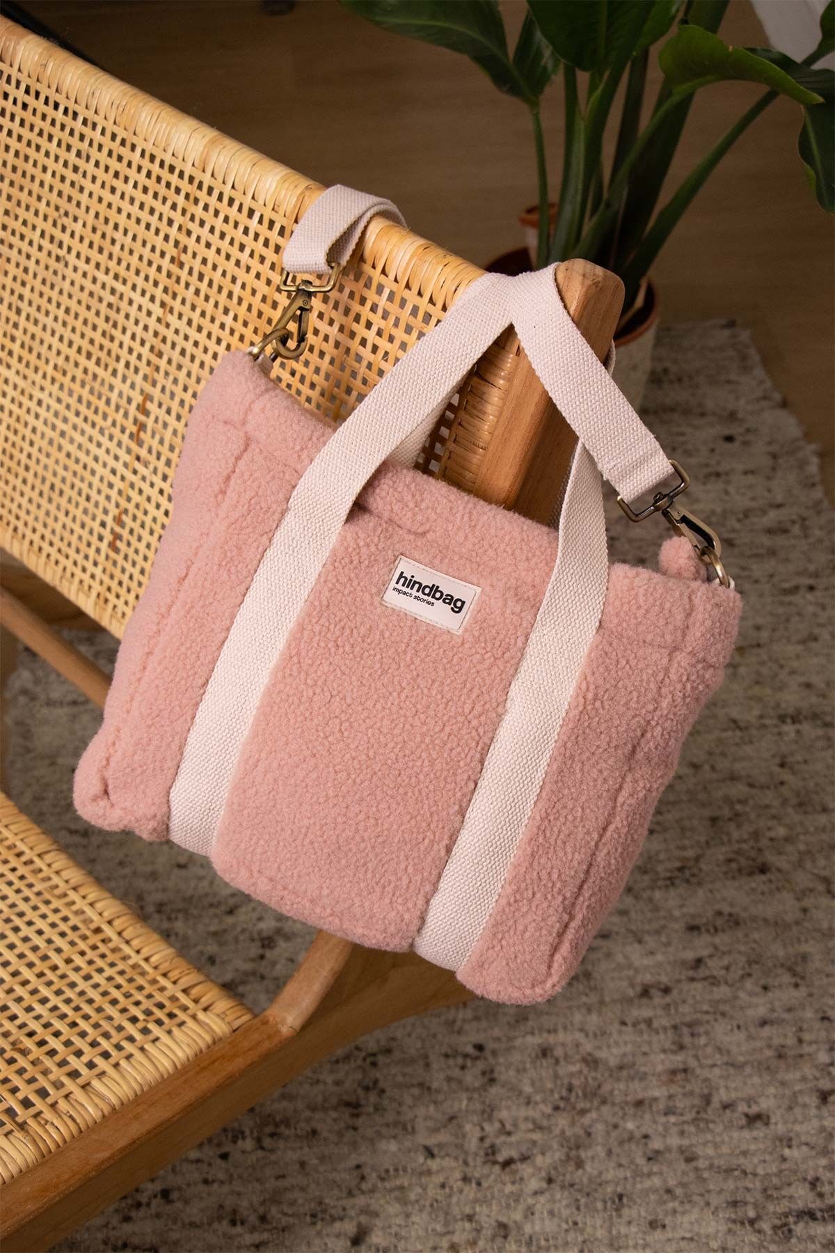Borsa tote Mini Louise Teddy rosa cipria