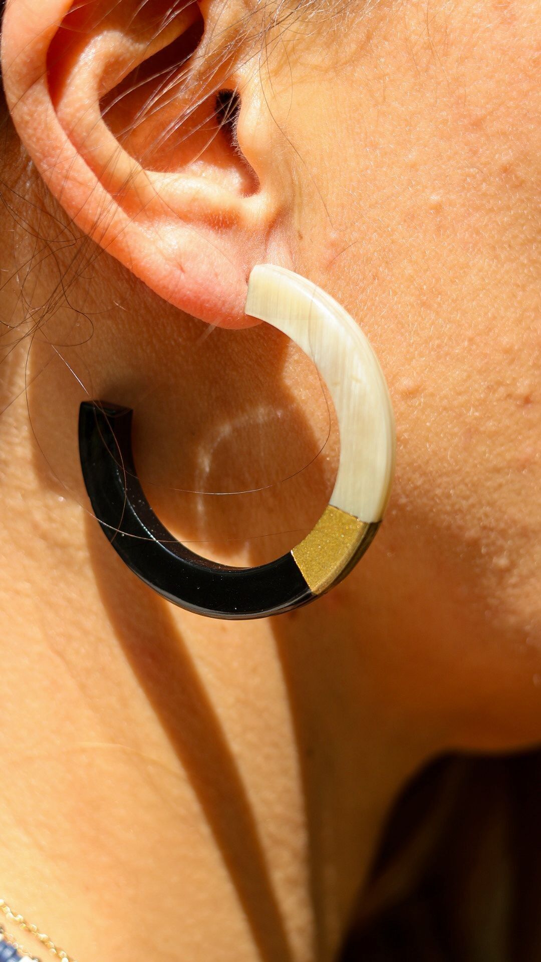 Vietnamese Creole Earrings in Natural Horn Cleo Noir Collection