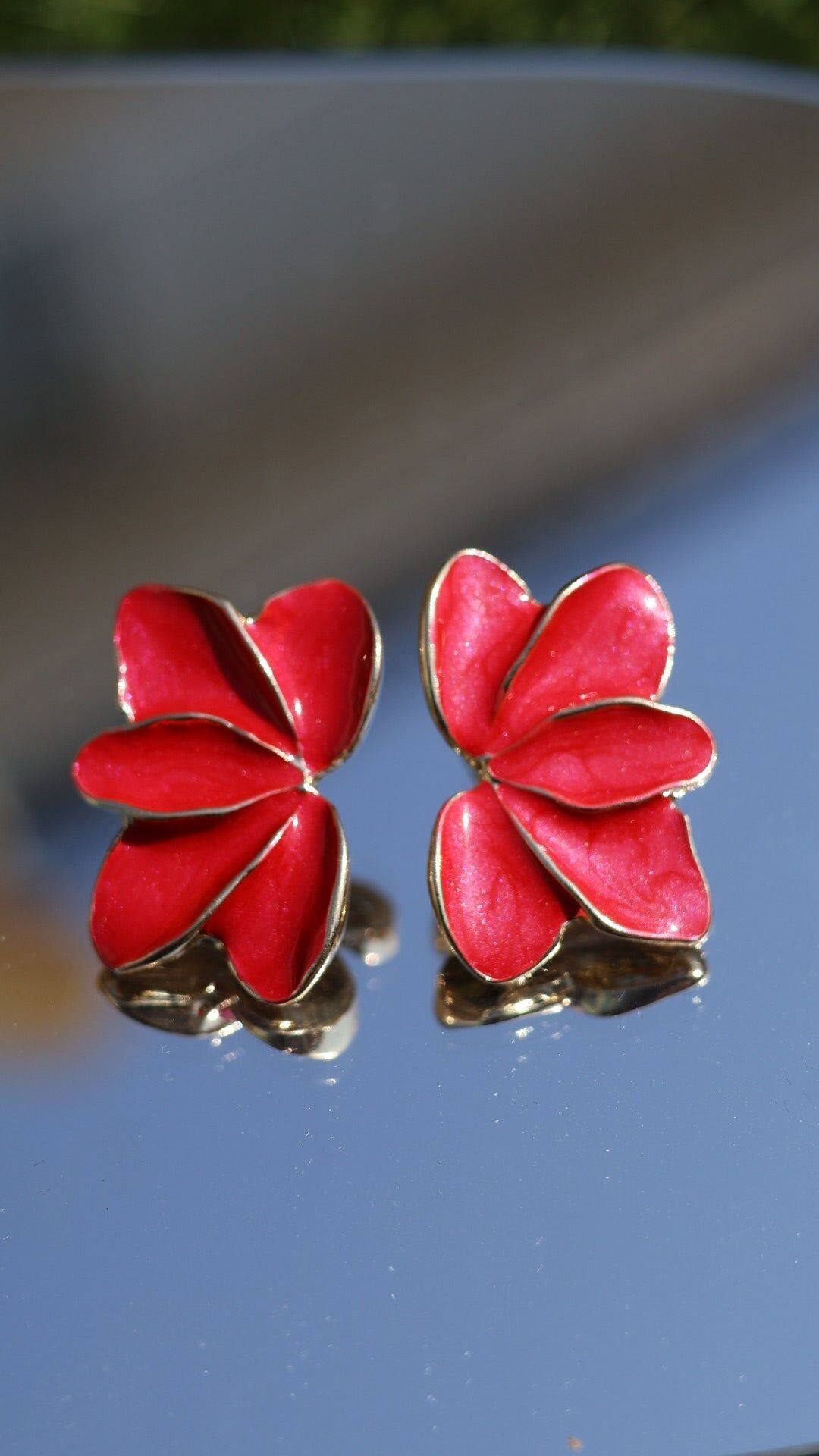 Soléa earrings – half flower – Red