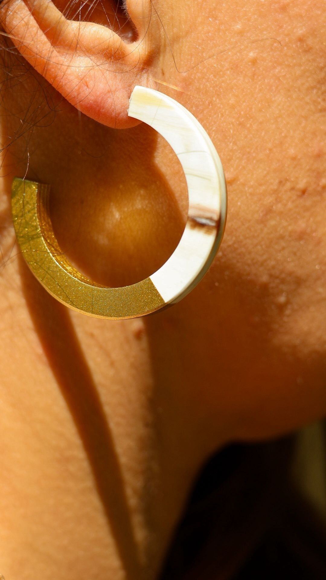 Vietnamese natural horn hoop earrings Cleo Gold Collection