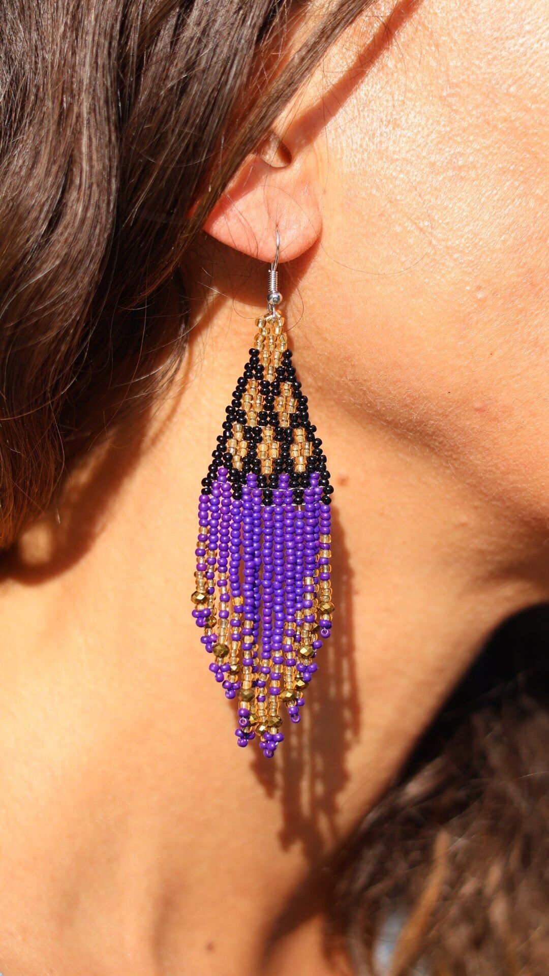AMARA Indian purple and gold earrings