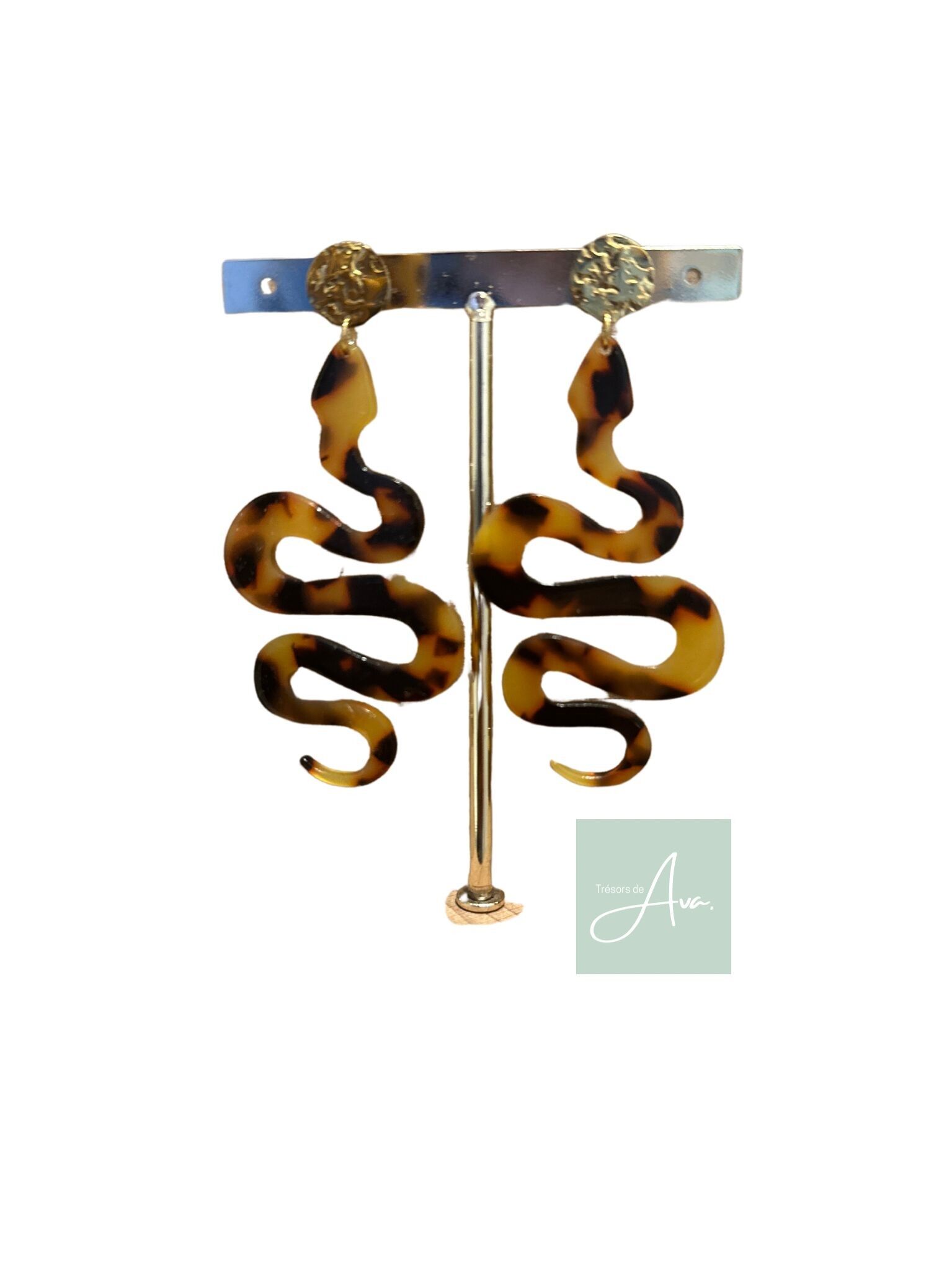 Acetate earrings - Leopard print snake model