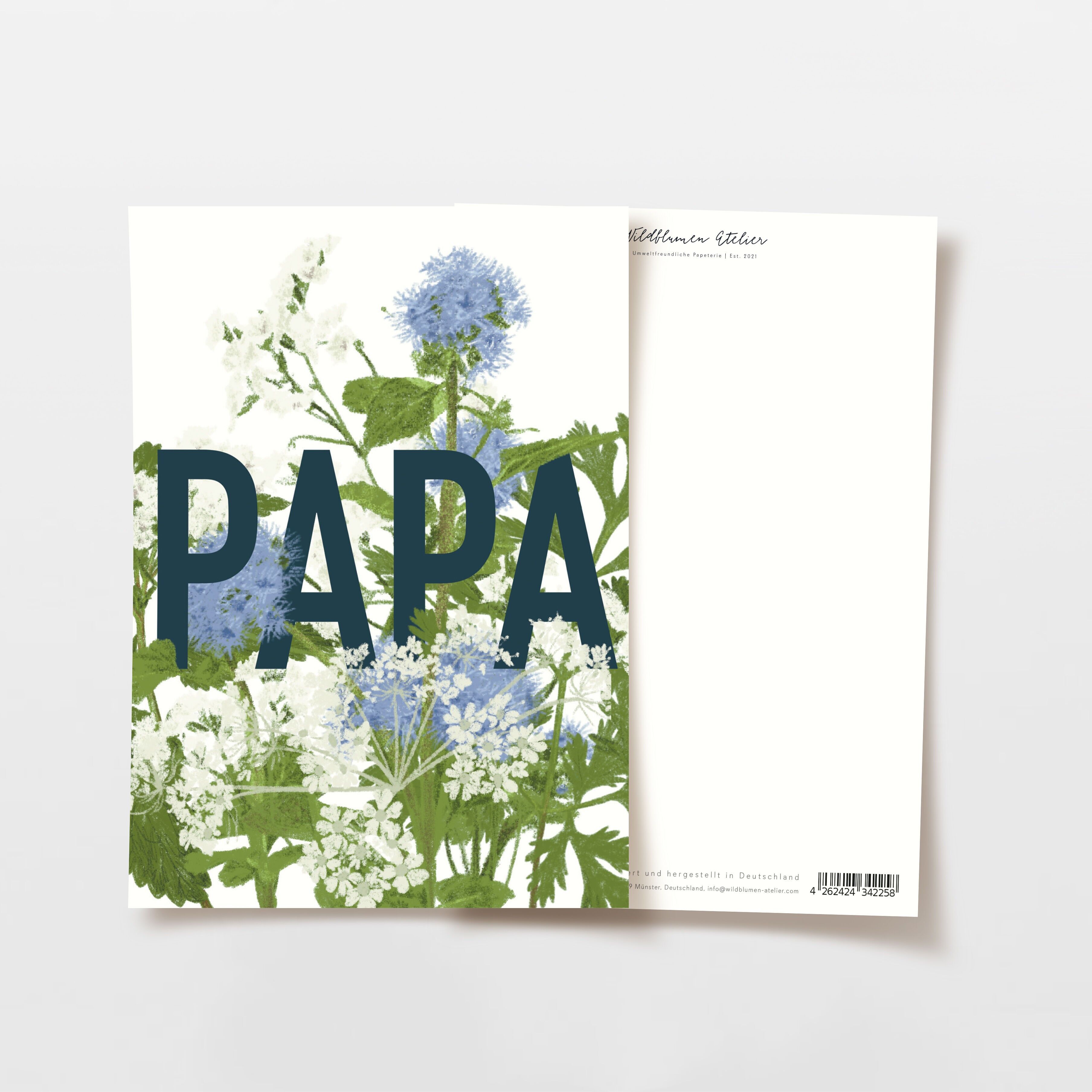 Cartolina PAPÀ con fiori di campo blu e bianchi