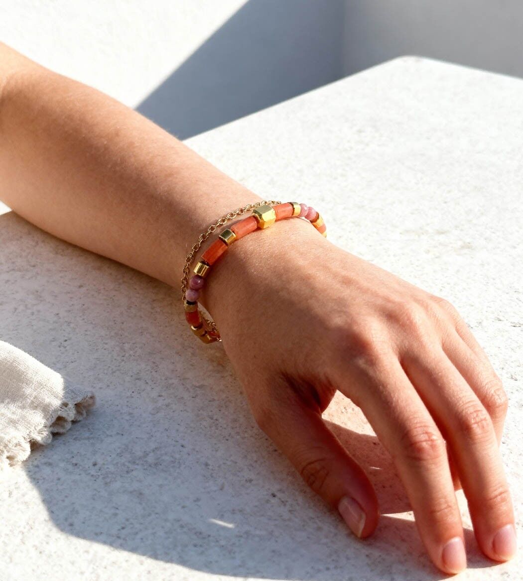 Bracciale Orphéa con perle rosa | Gioielli fatti a mano in Francia