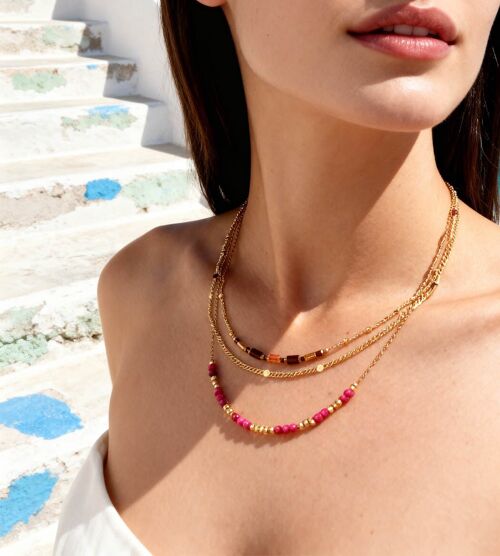 Collier perles multi rangs Chora Wine | Bijoux faits main en France