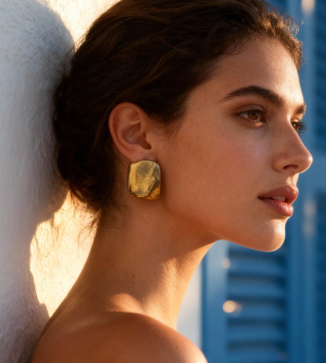 Orecchini quadrati in oro Petra | Gioielli fatti a mano in Francia