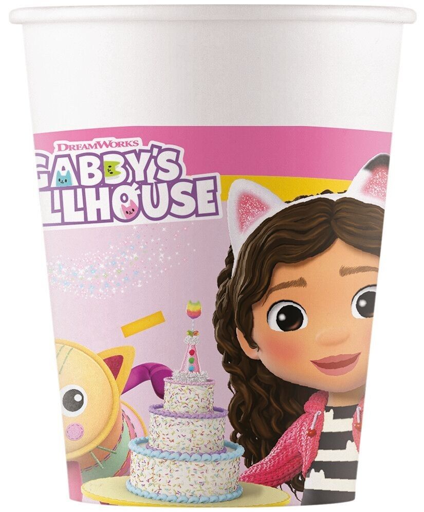 8 vasos de papel de 200 ml FSC – La casa de muñecas de Gabbby
