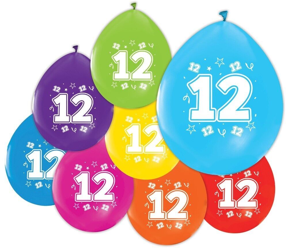 8 palloncini da 12" con stampa su 2 lati '12'